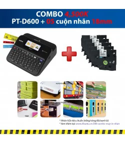 Máy in nhãn Combo: PT-D600 + 5 Cuộn nhãn 18mm | ⓿❽❻❽❺⓿❺⓿❺❺ | Máy in nhãn, máy in tem, máy in mã vạch | khuetu.vn