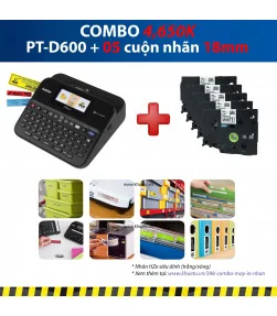 Máy in nhãn Combo: PT-D600 + 5 Cuộn nhãn 18mm (siêu dính) | ⓿❽❻❽❺⓿❺⓿❺❺ | Máy in nhãn, máy in tem, máy in mã vạch | khuetu.vn