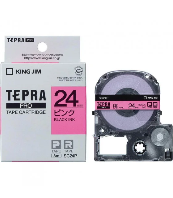 Tepra SC24P (Chữ đen nền hồng, khổ 24mm)