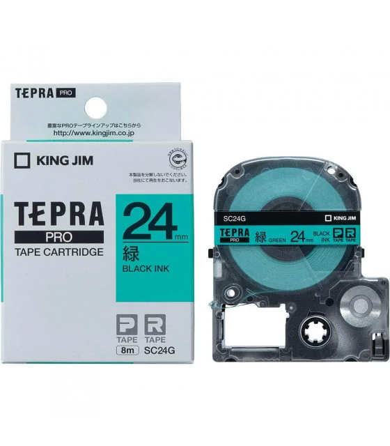 Tepra SC24G (Chữ đen nền xanh lá, khổ 24mm)