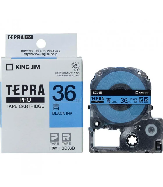 Tepra SC36B (Chữ đen nền xanh dương, khổ 36mm)