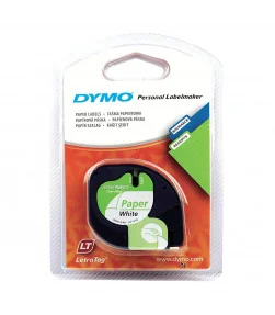 Dymo S0721510 (91200) LetraTag Self-Adhesive Paper Tape 12 mm x 4 m - Black on White | ⓿❽❻❽❺⓿❺⓿❺❺ | Nhãn in, tem in, giấy in,...