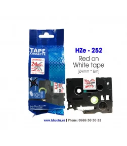 Nhãn in HZe-252 (TZe-252, TZ2-252), 24mm x 8m, Red on White | ⓿❽❻❽❺⓿❺⓿❺❺ | Nhãn in, tem in, giấy in, băng nhãn, tape in | khu...