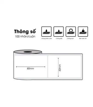 Nhãn đa năng 50 x 80mm, KT-5080-100 | ⓿❽❻❽❺⓿❺⓿❺❺ | Nhãn in, tem in, giấy in, băng nhãn, tape in | khuetu.vn