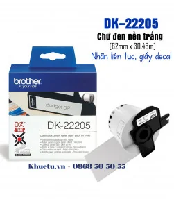 DK-22205, 62mm x 30.48m, nhãn liên tục, giấy decal | ⓿❽❻❽❺⓿❺⓿❺❺ | Nhãn in, tem in, giấy in, băng nhãn, tape in | khuetu.vn