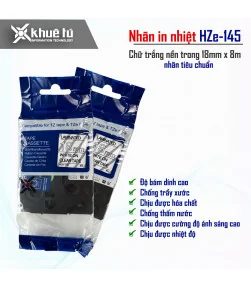 Nhãn in HZe-145 (TZe-145, TZ2-145), 18mm x 8m, White on Clear | ⓿❽❻❽❺⓿❺⓿❺❺ | Nhãn in, tem in, giấy in, băng nhãn, tape in | k...