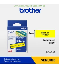 Brother TZe-651, khổ 24mm, dài 8m, Black on Yellow, chống thấm nước | ⓿❽❻❽❺⓿❺⓿❺❺ | Nhãn in, tem in, giấy in, băng nhãn, tape ...