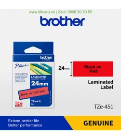 Brother TZe-451, khổ 24mm, dài 8m, Black on Red, chống thấm nước | ⓿❽❻❽❺⓿❺⓿❺❺ | Nhãn in, tem in, giấy in, băng nhãn, tape in ...