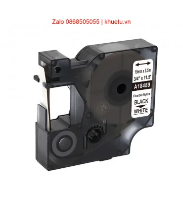 Rhino Flexible Nylon 3/4" (19mm), Black on White (18489) | ⓿❽❻❽❺⓿❺⓿❺❺ | Nhãn in, tem in, giấy in, băng nhãn, tape in | khuetu.vn