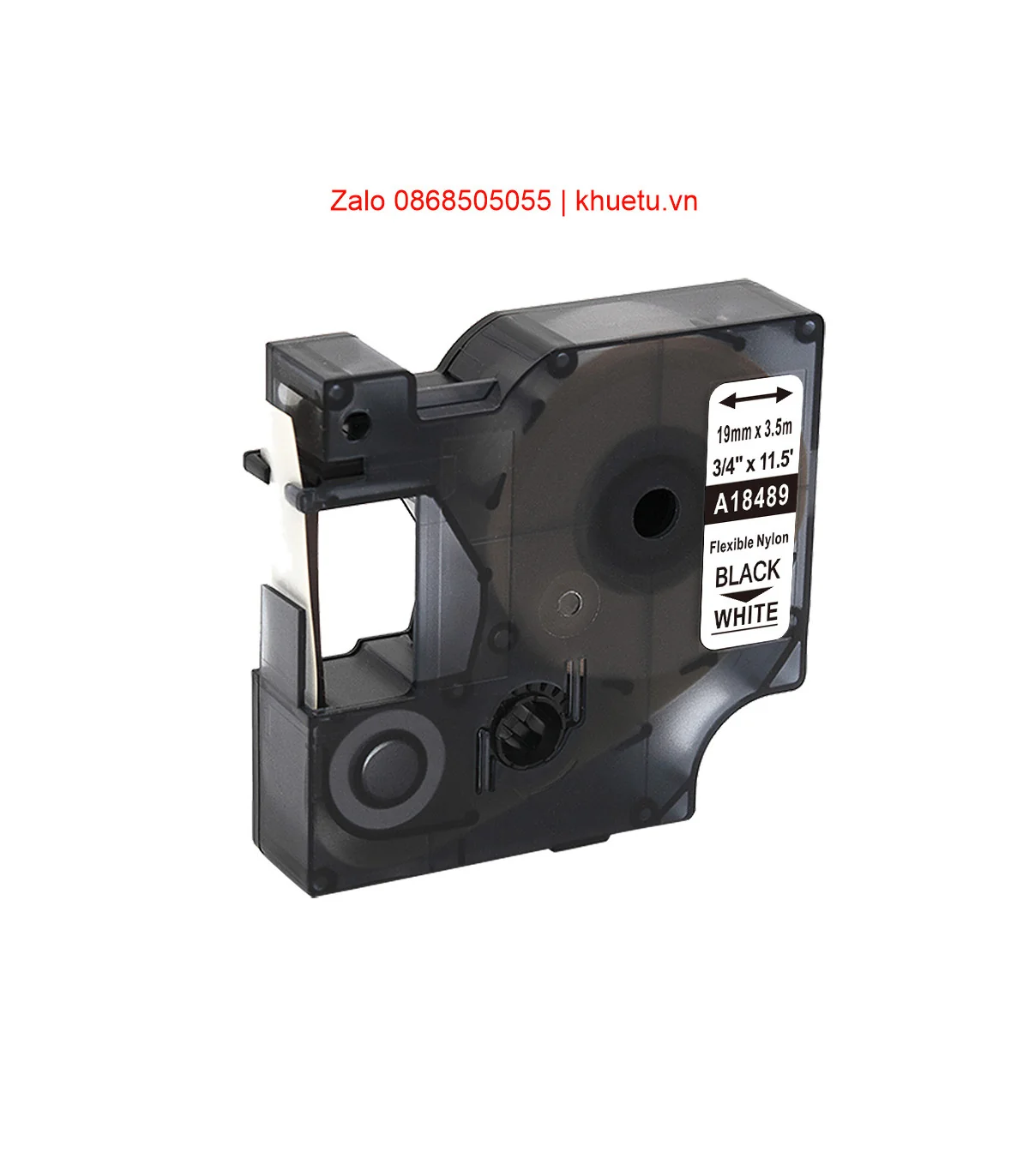 Rhino Flexible Nylon 3/4" (19mm), Black on White (18489) | ⓿❽❻❽❺⓿❺⓿❺❺ | Nhãn in, tem in, giấy in, băng nhãn, tape in | khuetu.vn