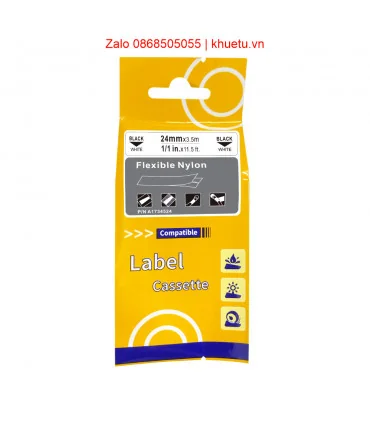 Rhino Flexible Nylon 1" (24mm), Black on White (1734524) | ⓿❽❻❽❺⓿❺⓿❺❺ | Nhãn in, tem in, giấy in, băng nhãn, tape in | khuetu.vn