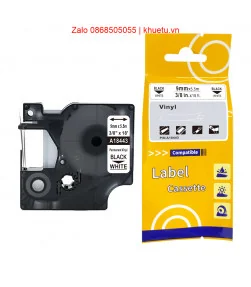 Rhino Vinyl 3/8" (9mm), Black on White (A18443) | ⓿❽❻❽❺⓿❺⓿❺❺ | Nhãn in, tem in, giấy in, băng nhãn, tape in | khuetu.vn