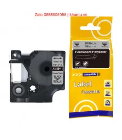 Rhino Permanent Polyester 1/4" (6mm), Black on Metallic (1805441) | ⓿❽❻❽❺⓿❺⓿❺❺ | Nhãn in, tem in, giấy in, băng nhãn, tape in...