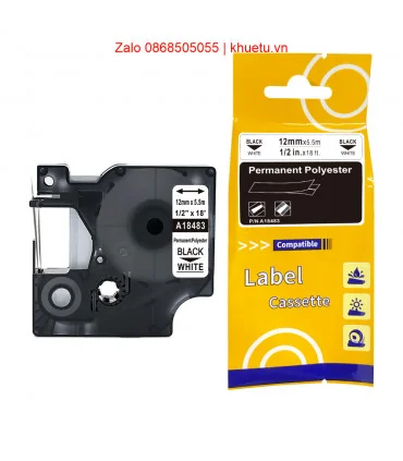 Rhino Permanent Polyester 1/2" (12mm), Black on White (18483) | ⓿❽❻❽❺⓿❺⓿❺❺ | Nhãn in, tem in, giấy in, băng nhãn, tape in | k...