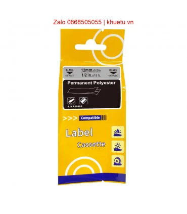 Rhino Permanent Polyester 1/2" (12mm), Black on Metallic (18486) | ⓿❽❻❽❺⓿❺⓿❺❺ | Nhãn in, tem in, giấy in, băng nhãn, tape in ...