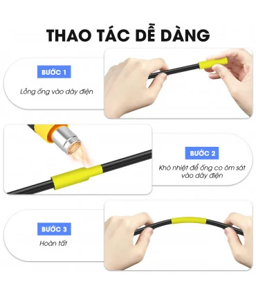 Ống co nhiệt HZSe-621, khổ 9mm x 1,5m, cáp 2.6-5.1mm, màu vàng | ⓿❽❻❽❺⓿❺⓿❺❺ | Ống co nhiệt, co nhiệt dây điện | khuetu.vn