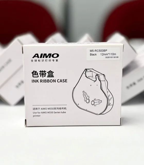 Mực in ống M5-RC500BP, màu đen, 12mm x 110m, cho máy in ống AIMO M550A