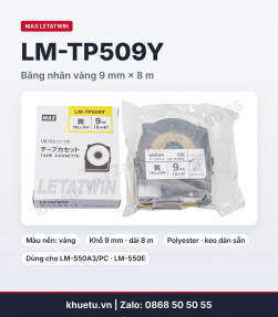 Băng nhãn MAX LM-TP509Y vàng 9mm × 8m cho máy in ống lồng