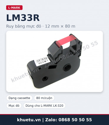 Ruy băng đỏ L-MARK LM33R 12mm × 80m (in ống PVC, nhãn) | khuetu.vn