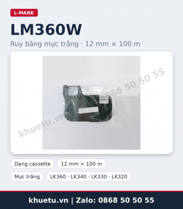 Ruy băng trắng L-MARK LM360W 12mm × 100m (in ống PVC, nhãn) | khuetu.vn