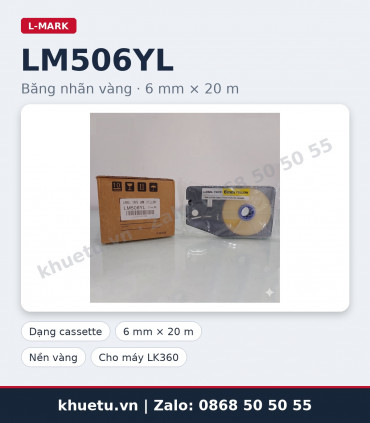 Băng nhãn vàng L-MARK LM506YL 6mm × 20m (nhãn dán đánh dấu) | khuetu.vn