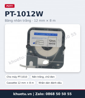 Băng nhãn trắng PUTY PT-1012W 12mm × 8m chính hãng