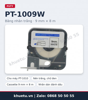 Băng nhãn trắng PUTY PT-1009W 9mm × 8m | khuetu.vn