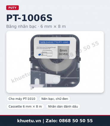 Băng nhãn bạc PUTY PT-1006S 6mm × 8m | khuetu.vn