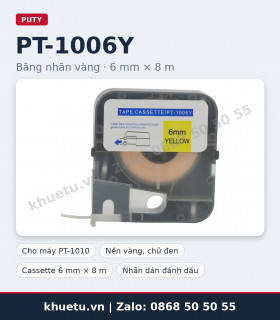 Băng nhãn vàng PUTY PT-1006Y 6mm × 8m chính hãng