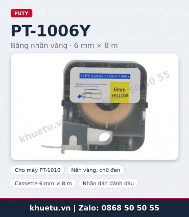 Băng nhãn vàng PUTY PT-1006Y 6mm × 8m | khuetu.vn