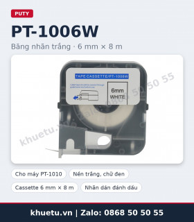 Băng nhãn trắng PUTY PT-1006W 6mm × 8m chính hãng