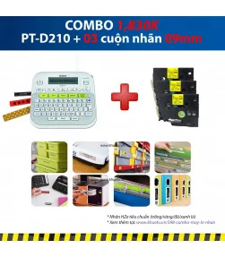 Máy in nhãn Combo: PT-D210 + 3 Cuộn nhãn 09mm | ⓿❽❻❽❺⓿❺⓿❺❺ | Máy in nhãn, máy in tem, máy in mã vạch | khuetu.vn