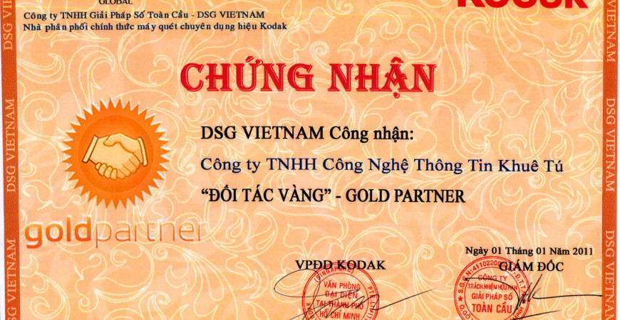 Khuê Tú đạt chứng nhận Gold Partner - Đối tác vàng của Kodak