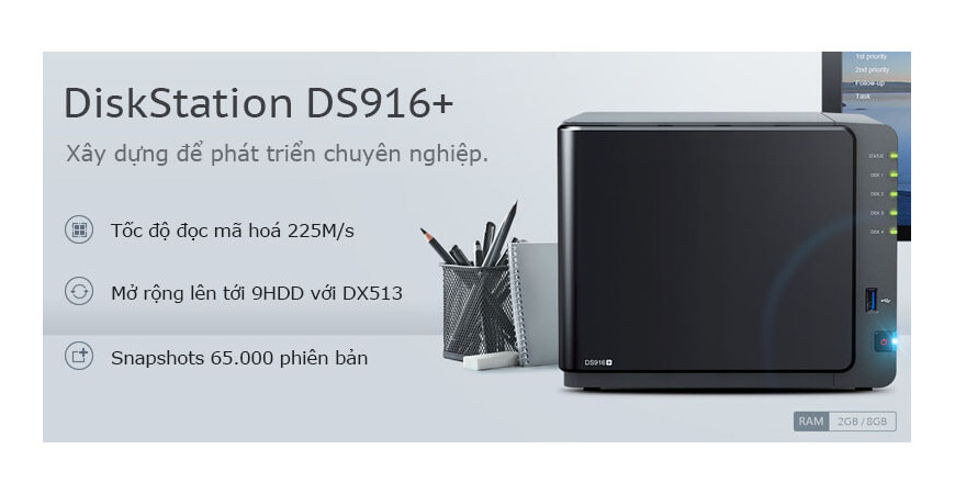 Synology DS916+ hiệu suất cao, khả năng mở rộng linh hoạt